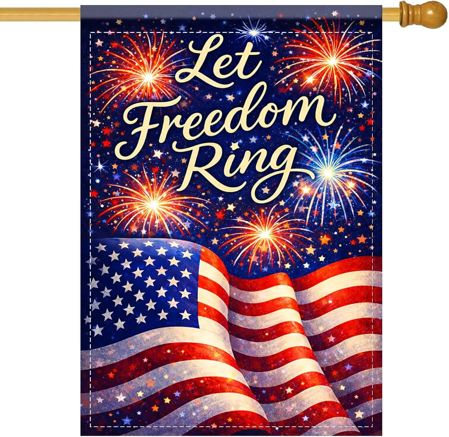 Nuxovilar American Garden Flag, Let Freedom Ring Patriotic & American Flag, 4th of July Garden Flag, for Yard, Porch, Pa YYQ GGO