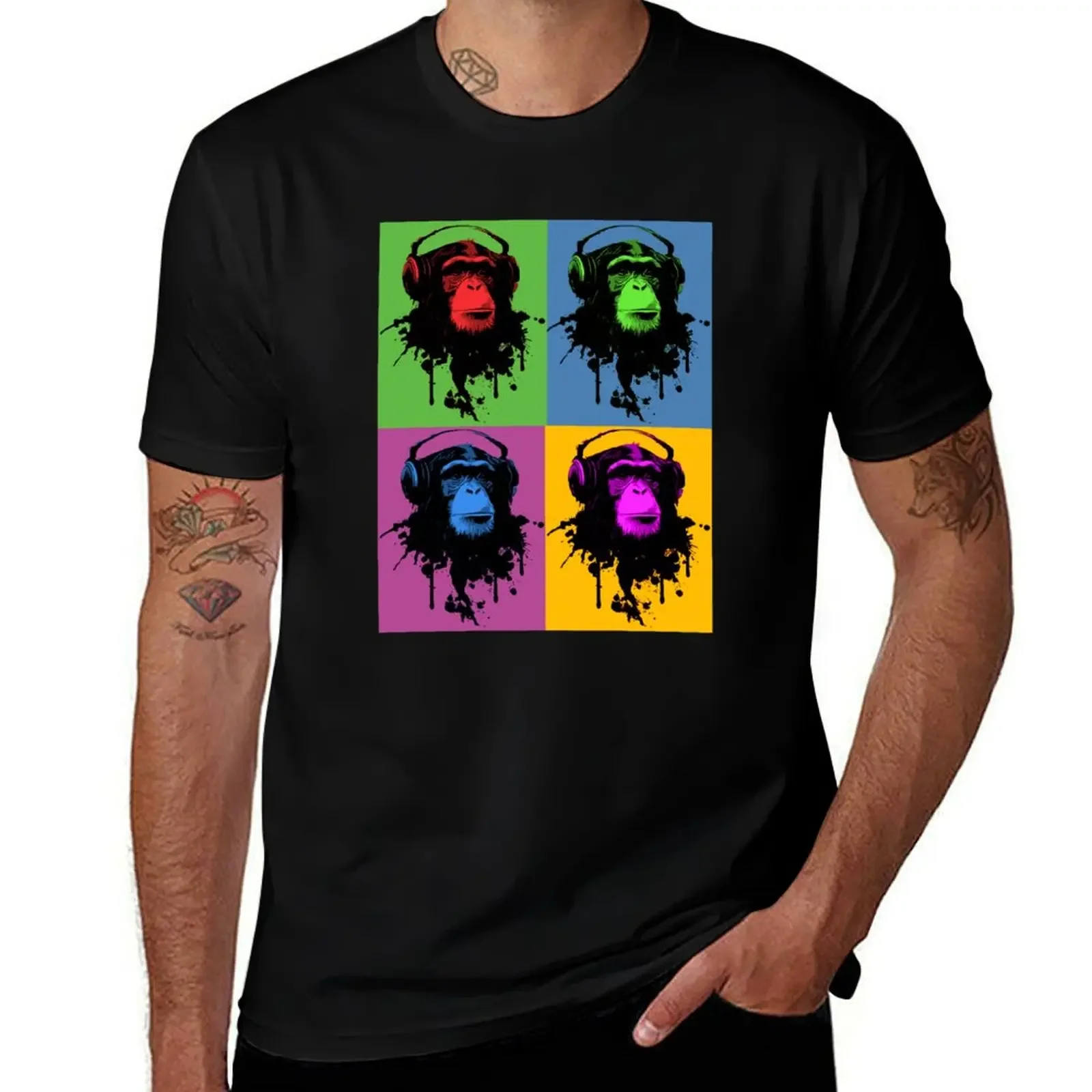 Monkey Warhol T-Shirt plus sizes blacks graphic shirts Men's t-shirts