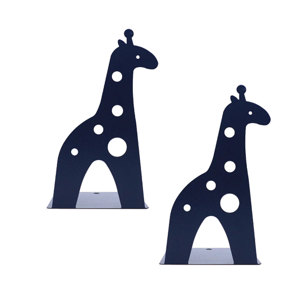 2 Pcs Giraffe Book Stopper Animal Bookends Pattern Heavy Duty Supports Stoppers Shelves Stationery Office