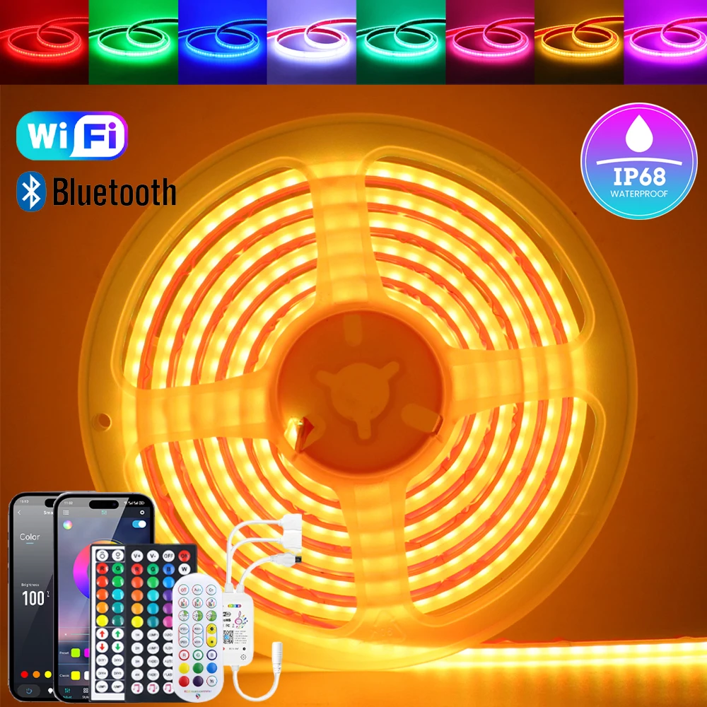 

Светодиодная лента RGB Bluetooth 24В, 576 светодиодов/м, с пультом ДУ, комплект питания EU/US/UK/AU, управление через приложение Tuya WIFI, гибкая лента 0.5м-5м, для домашнего декора