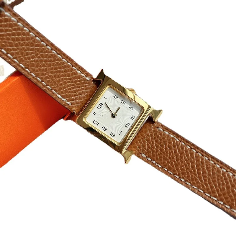 Vintage classic square H series watch twig leather strap h type women leather quartz women