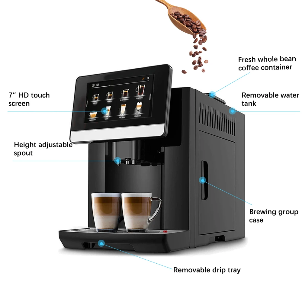 China Manufacturer Commercial Home Touch Screen Espresso Machine Equipment Bean to Cup Coffee Machine
