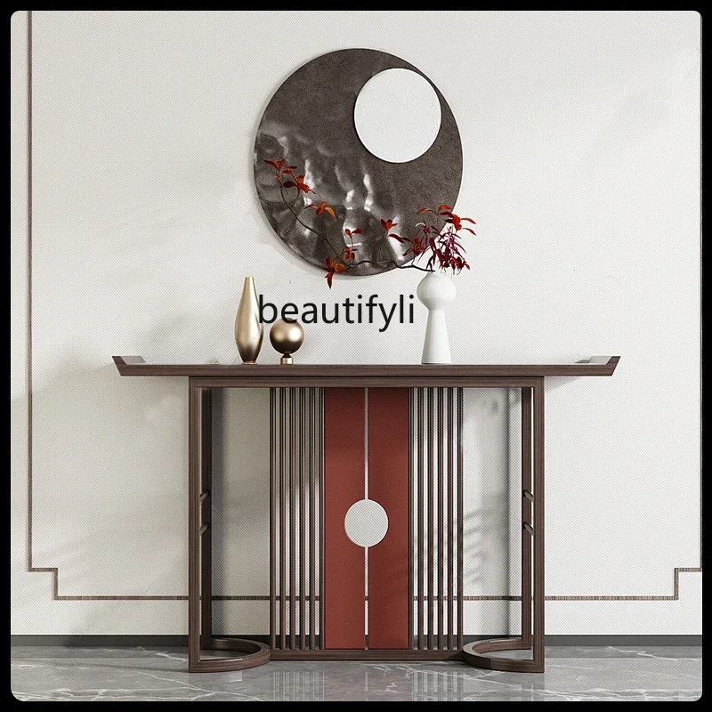 

New Chinese-style solid wood entrance table end view table side cabinet light luxury retro storage decorative shoe cabinetHY