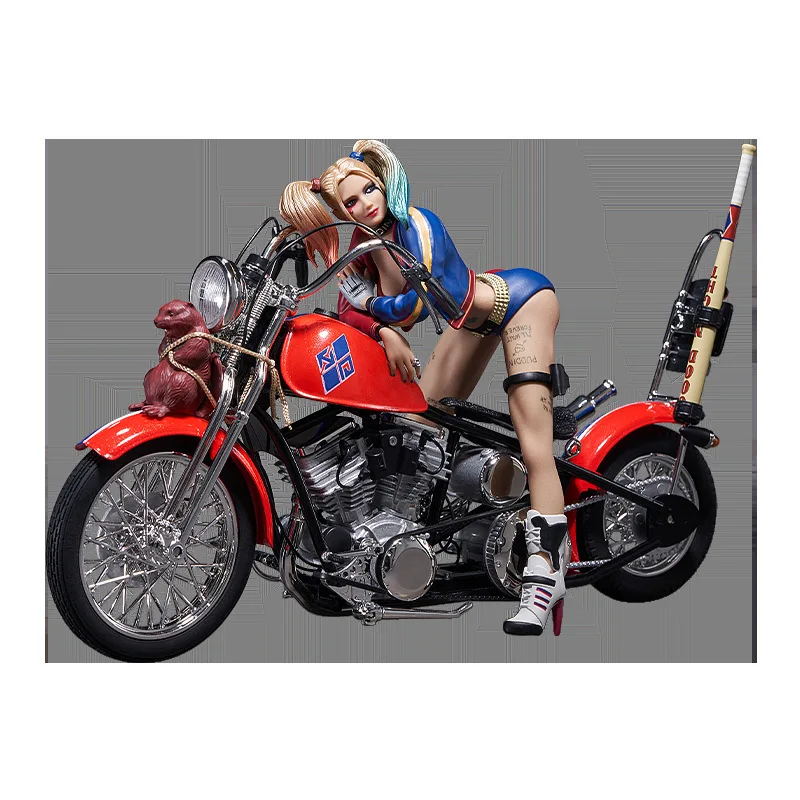 Dc genuino principal Gu Suicide Squad Harleen Quinzel motocicleta figura de acción modelo adornos de mesa coleccionable niño juguete para regalo