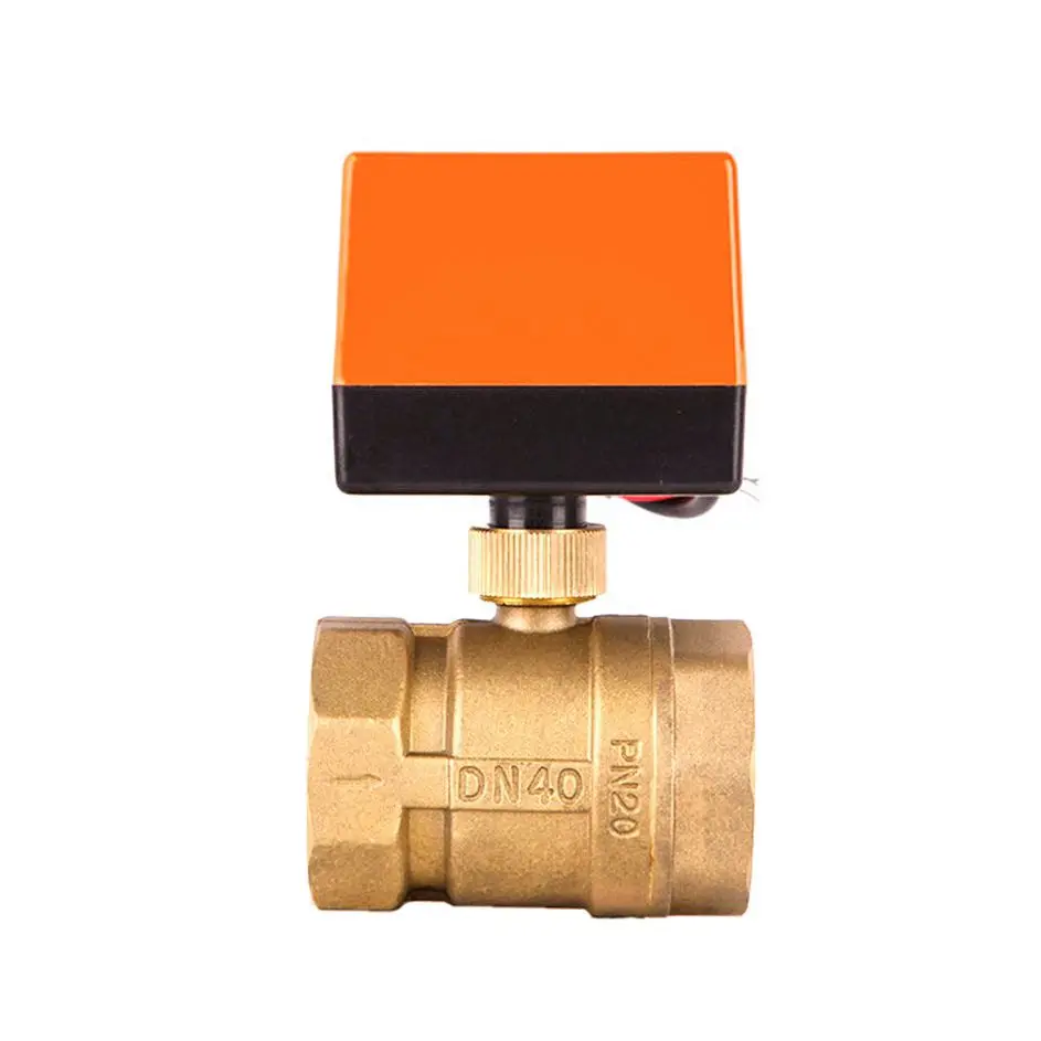 

1-1/2" Motorized 2-Way Ball Valve DN40 Brass Electric Ball Valve 3-Wire 2 Point Control 220V 12V 24V