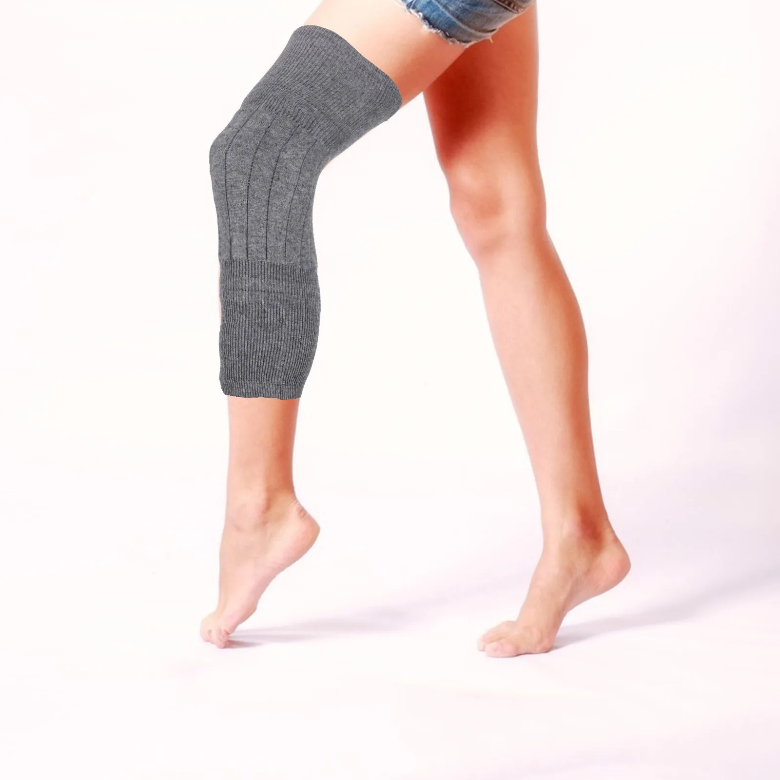 

2 шт. теплые наколенники многоразовые наколенники дышащая поддержка для езды на велосипеде бега баскетбола пожилых людей (серые)