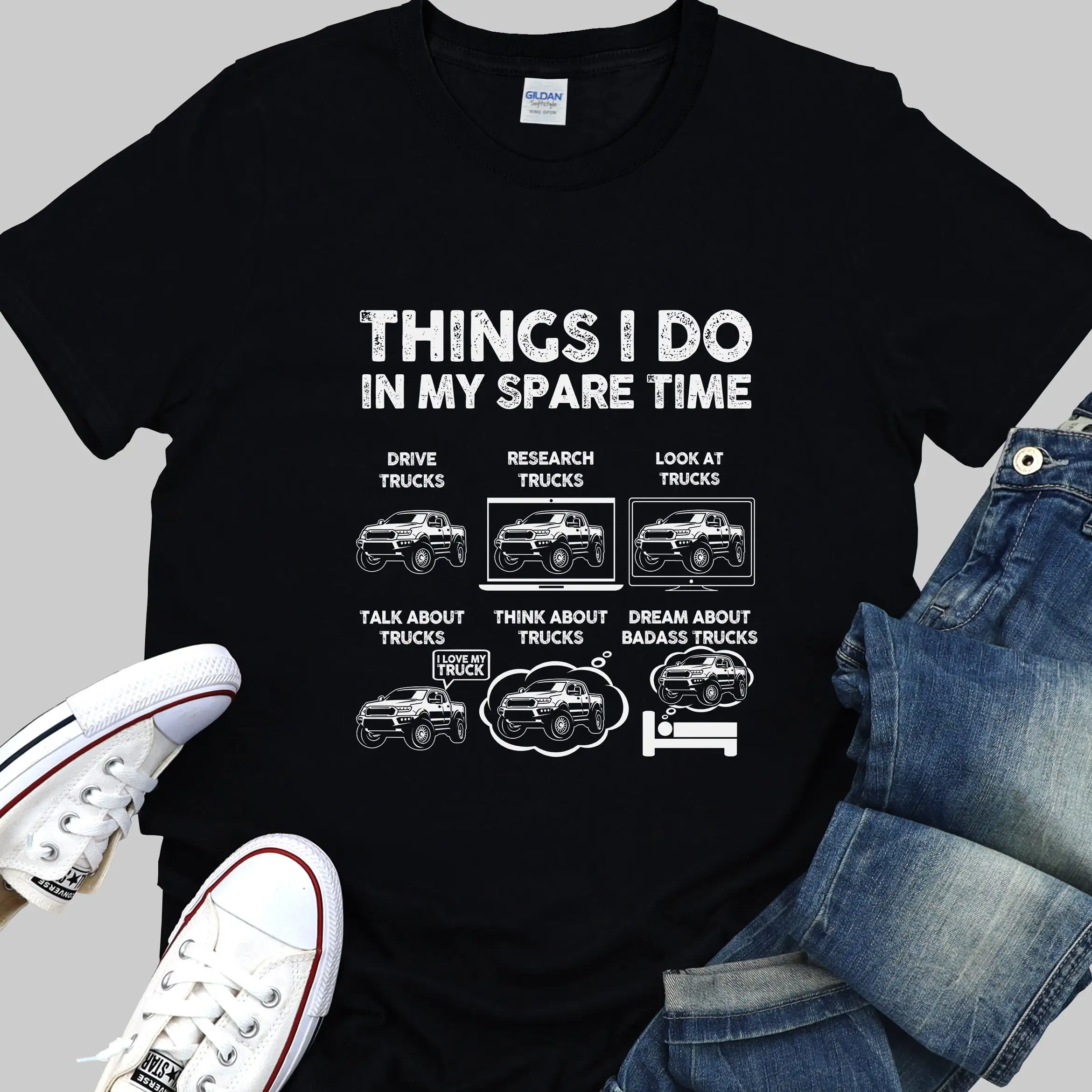 Funny T Shirt Men Things I Do In My Spare Time Pickup Truck Best For Him Dad Trucker Car S