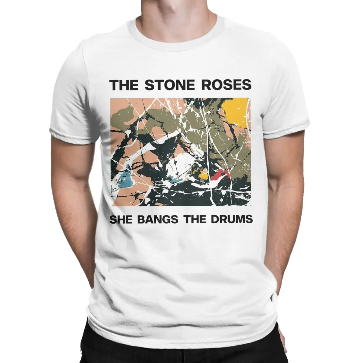 Men The Stone Roses She Bangs The Drums T Shirts Pure Cotton Clothing Funny Short Sleeve Crewneck Tees Party T-Shirts