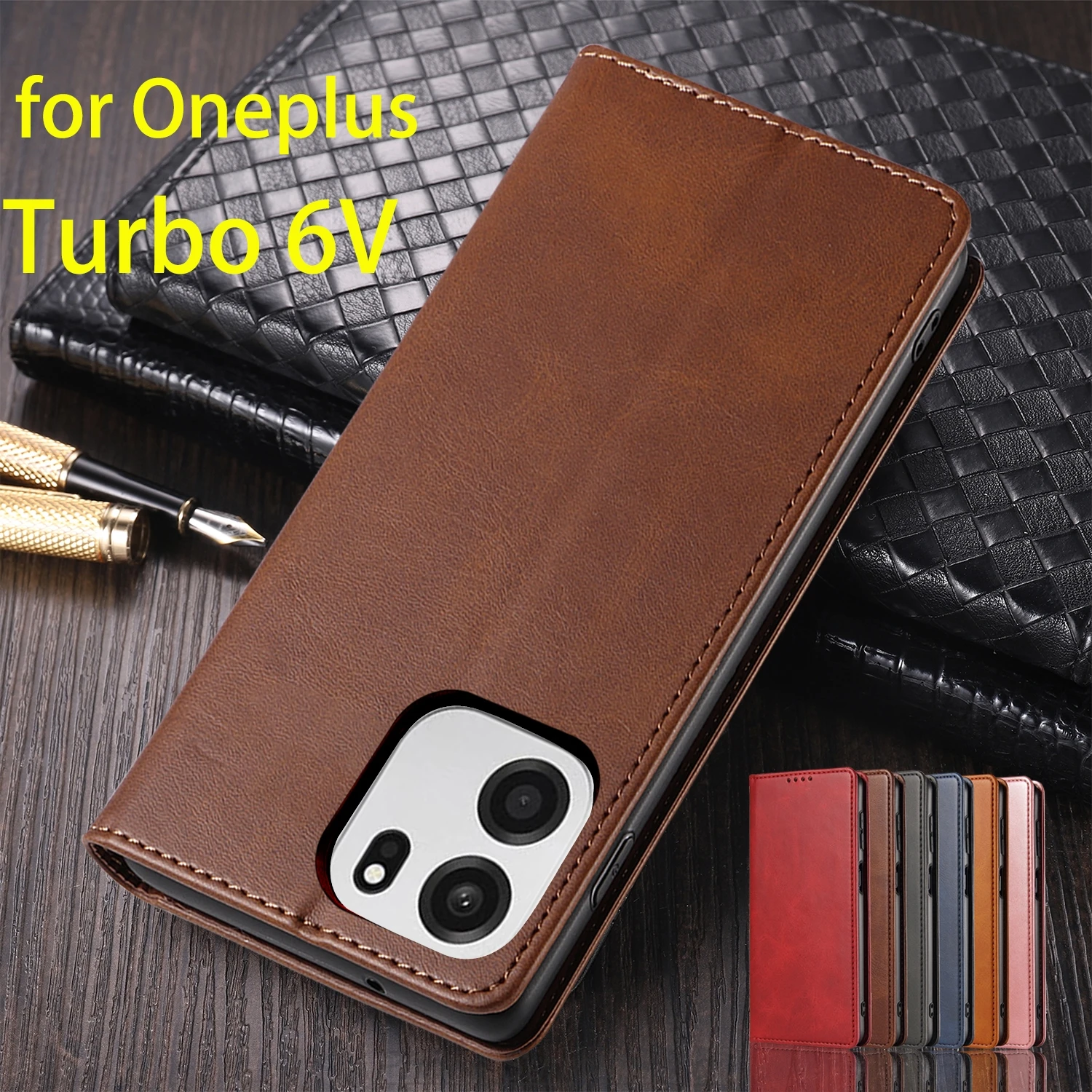 Étui en cuir pour Oneplus Turbo 6V 6 / 1+Turbo6, étui à rabat avec porte-cartes, étui portefeuille à attraction magnétique, Fundas Coque