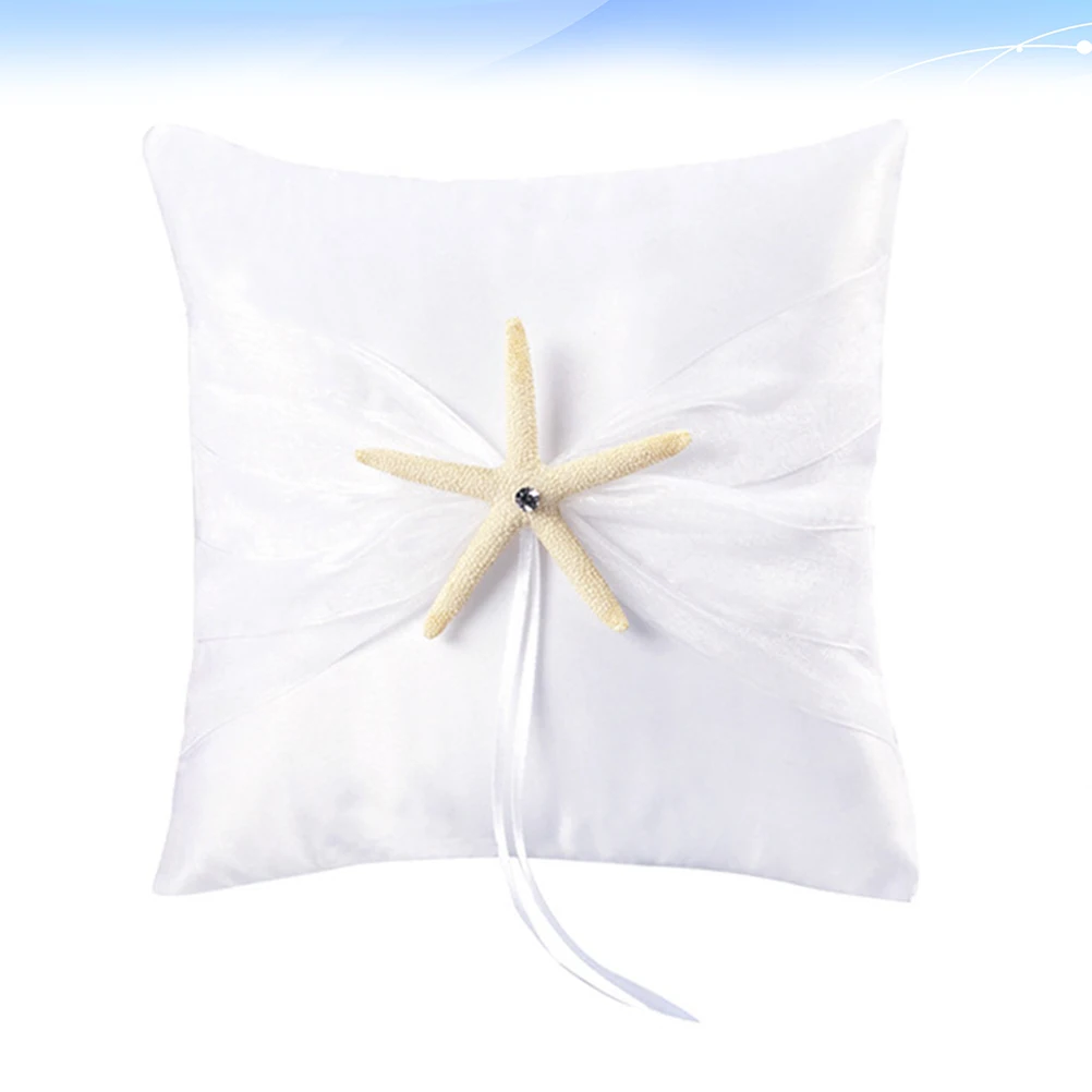 

Sea Star Wedding Ring Pillow Ocean Theme Cushion for Ceremony Reusable Craft Ornament Romantic Fashion Party Decoration