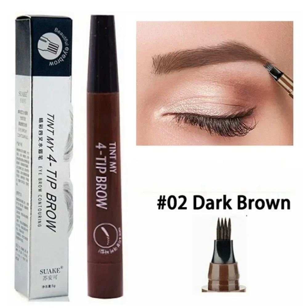 Microblading Eyebrow Pen 4 Forks Tip Eyebrow Tattoo Pencil Long Lasting Fine Sketch Liquid Eye Brow Make Up