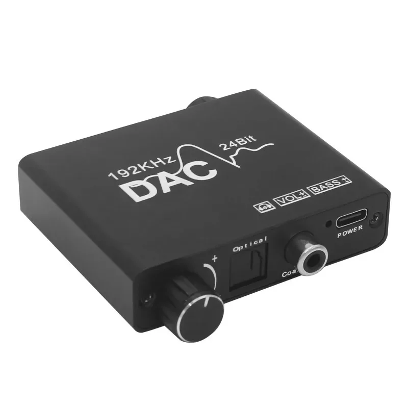 Digital-To-Analog Audio Converter DAC 192KHz Adjustable Volume High Low Bass And Volume Adjustable Sound Card Type