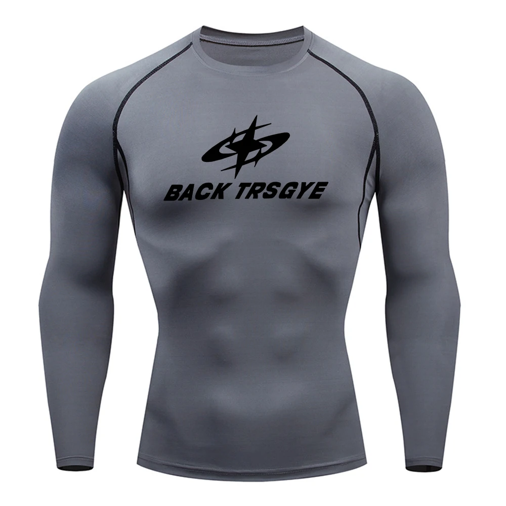 Men's Street Style Star Print Compression T-Shirt Quick Drying Breathable Outdoor Fitness Long Sleeve Running Cycling Top