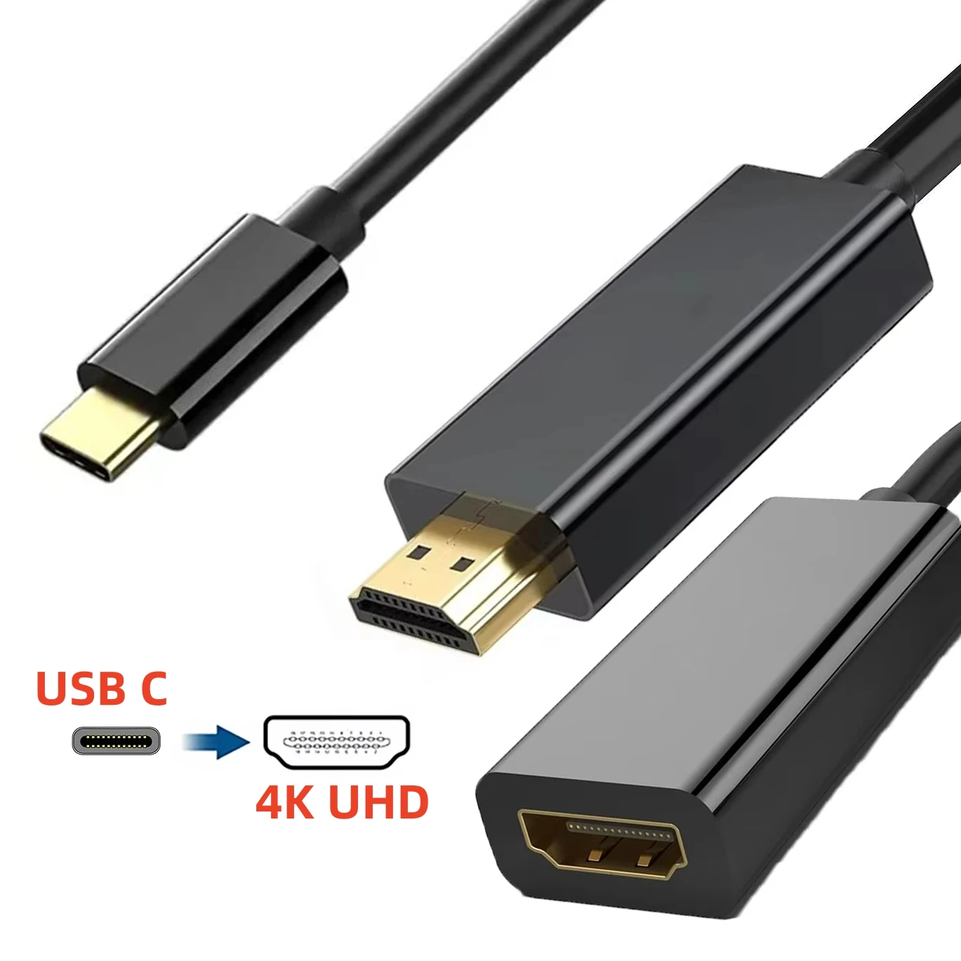 

USB C to 4K HDMI-compatible Adapter Cable for Thunderbolt3/4 Compatible with Macbook Pro 2021 Phone/Tablet(DP Alt Mode Required)