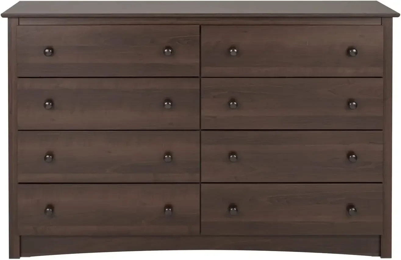 Espresso 8-Drawer Double Dresser for Bedroom, Spacious Top, Ideal for Closets, Living Rooms, or Entryways