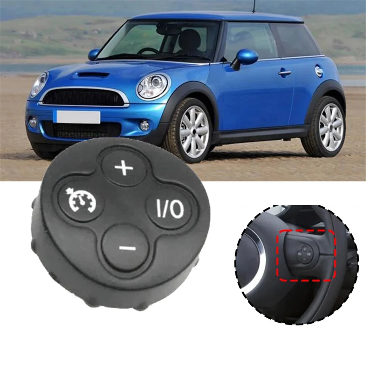 For BMW MINI Cooper R55 R56 R57 R58 R59 R60 R61 Steering Wheel Volume Adjust Switch Cruise Control Button Cover Trim