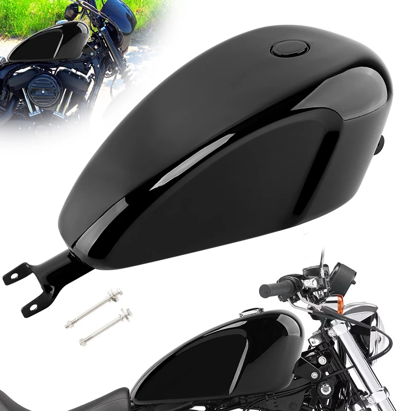 Motorcycle Gloss Black 14.4L Oil Fuel Tank 3.8 Gallon Gas Fuel Tank Injection For Harley Sportster XL 883 1200 Forty Eight 07-UP