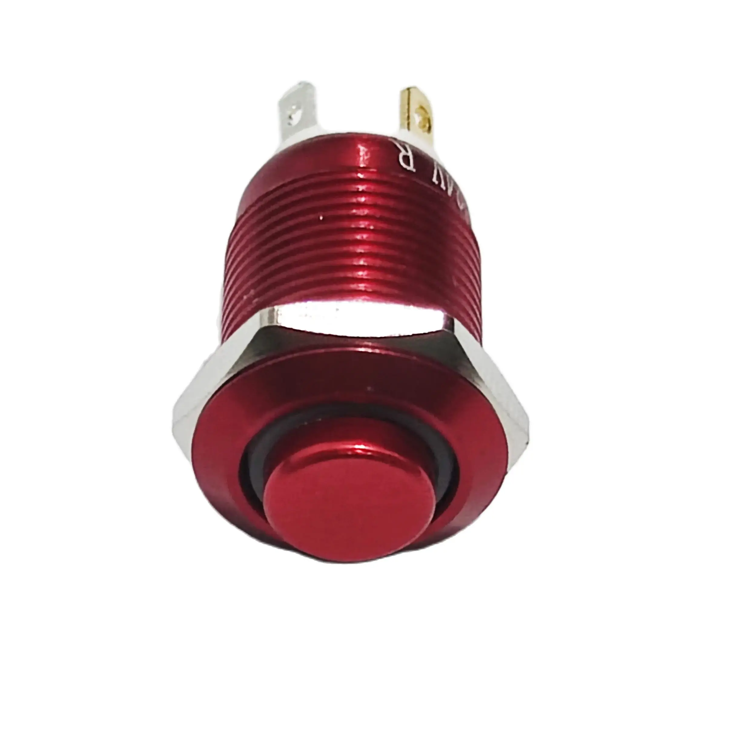 

50 Pieces 12mm Button without Fixatio Instant Red Aluminum ON OFF ON with Ring Illuminated Car Pushbutton Switch