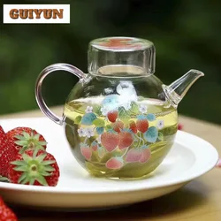 270ml Exquisite Strawberry Teapot Handmade Heat-resistant Women's Pot Tea Making Kettle with Infuser Teaware Supplies Decoration