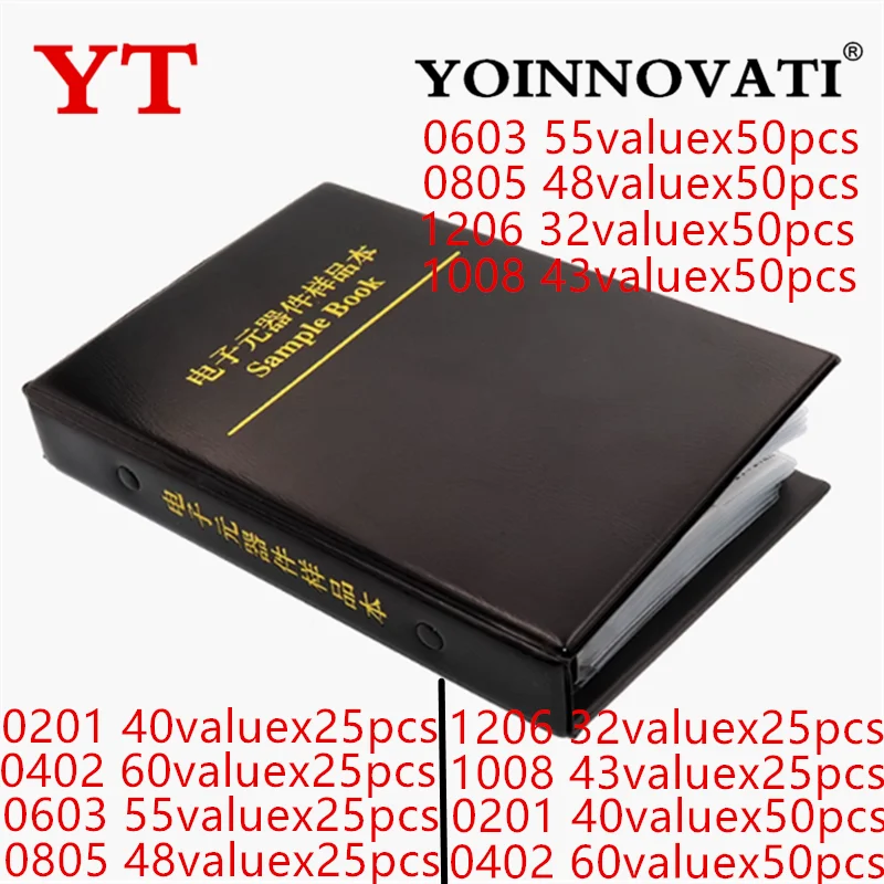 

RF High Q Value RF Chip Индуктор Образец книги Kit 0201 0402 0603 0805 1206 5% Высокочастотная индуктивность обмотки Smd Sunminds (YT)