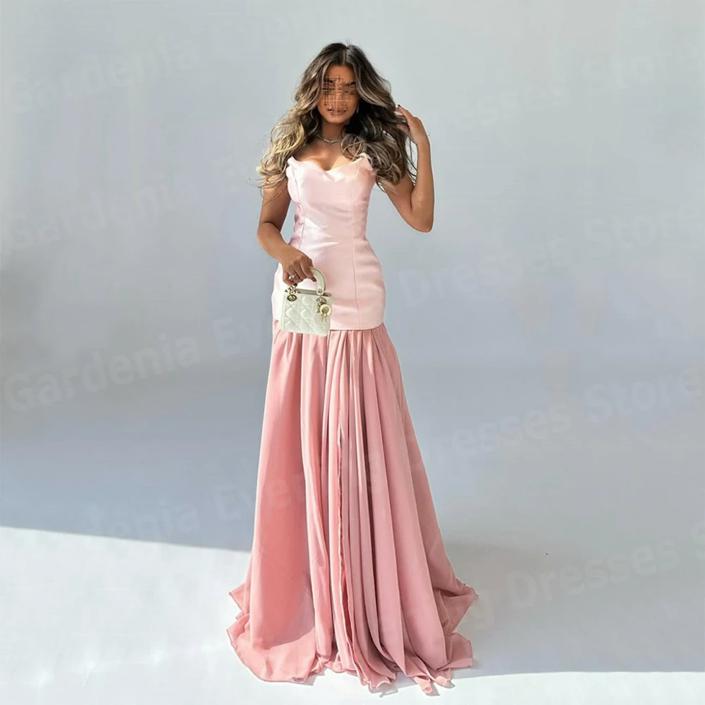 

Graceful Mermaid Women's Evening Dresses Sexy Strapless Sleeveless Prom Gowns فساتين سهرة Customized Backless Vestido De Noche