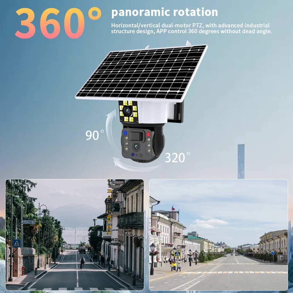 8MP 4K WiFi Solar Camera Outdoor Safety Belt Solar Panel Wireless Monitoring PIR Human Body Detection Pan Tilt IP Camera