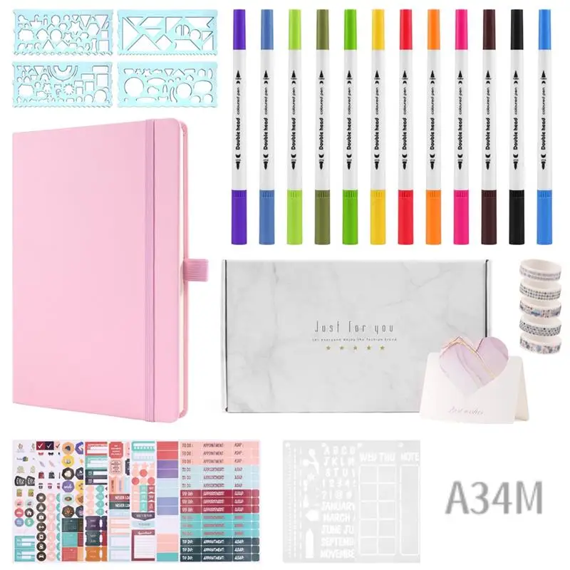 

A34M-A5 Hardcover Dotted Journal Notebook With 184 Numbered Pages,Dotted Journaling Kit For Beginner