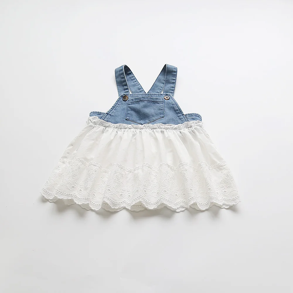 MILANCEL Baby Clothes Toddler Girl Dresses Lace And Denim Patchwork Infant Dress