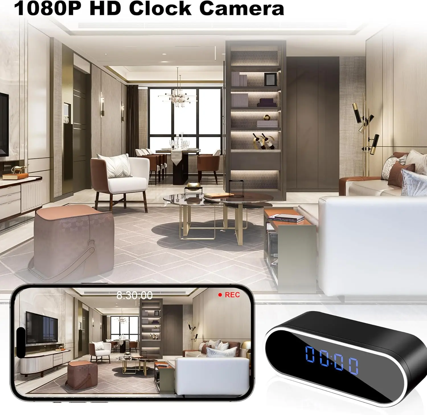 Alarm Clock Mini Camera Digital Clock Cameras 1080P Wireles WiFi IR Night Vision Camcorder Recorder