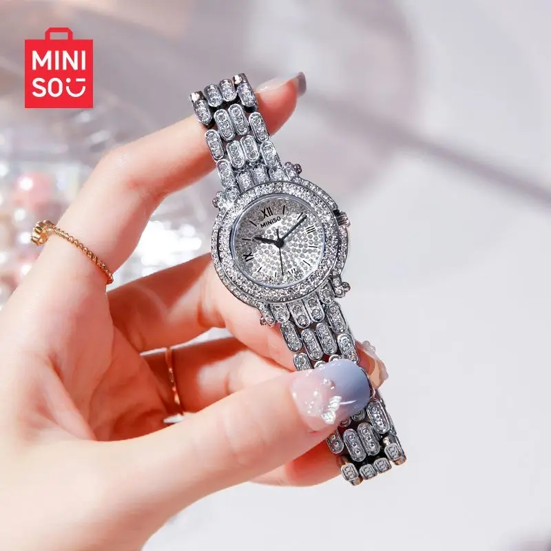 Original Miniso Gypsy Diamond Watch, Classic Silver Waterproof High-end Disc Quartz Watches