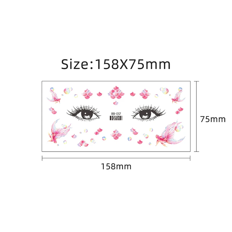 Temporary Eye Tattoo Sticker Glitter Stickers Face Makeup Beauty Moon Stars Face Jewels Tattoo Waterproof Sticker [a]