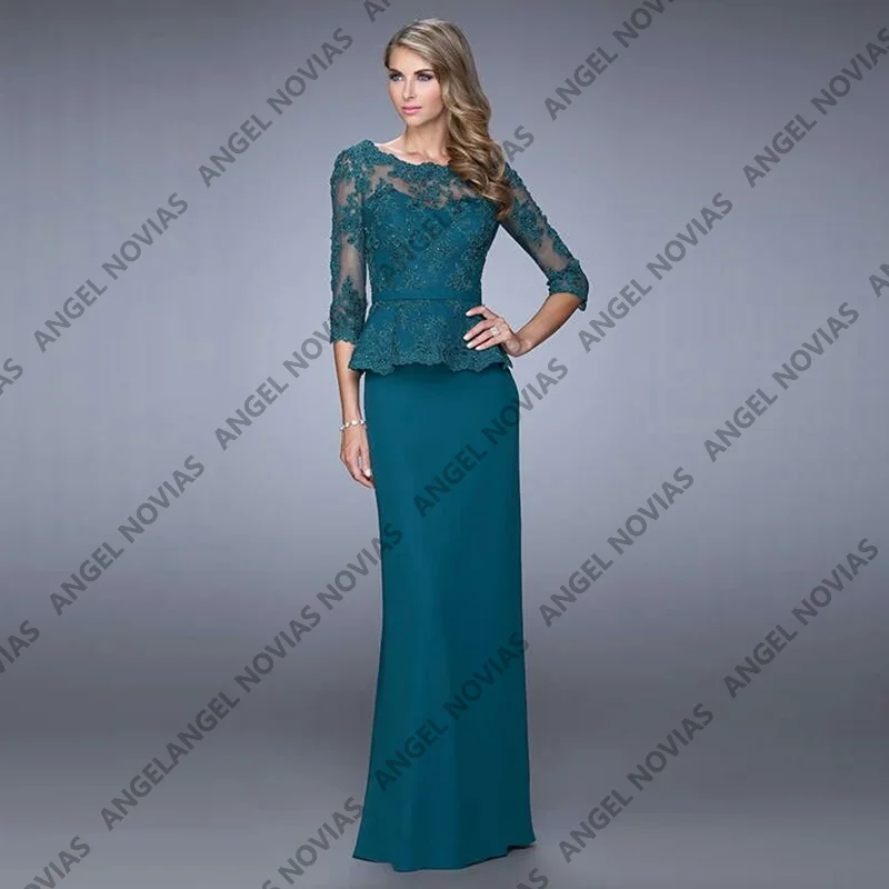 

Muslim Customized Green Mother of the Bride Dresses Half Sleeves for Wedding Party Dress Vestidos Para Robes Invitee Mariage