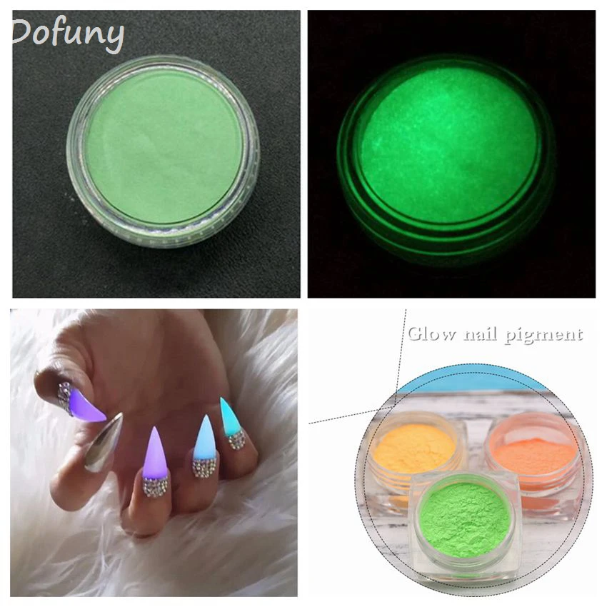 Neon Fluorescent Powder DIY Bright Luminous Nail Art Glow In The Dark Powder Pigment Dust Phosphor Nail Glitter