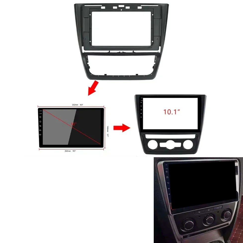 Car GPS Navigation Panel For Skoda 2014 Yeti 10Inch Screen 2 Din Android Dashboard Radio Stereo Fascias Panel Frame