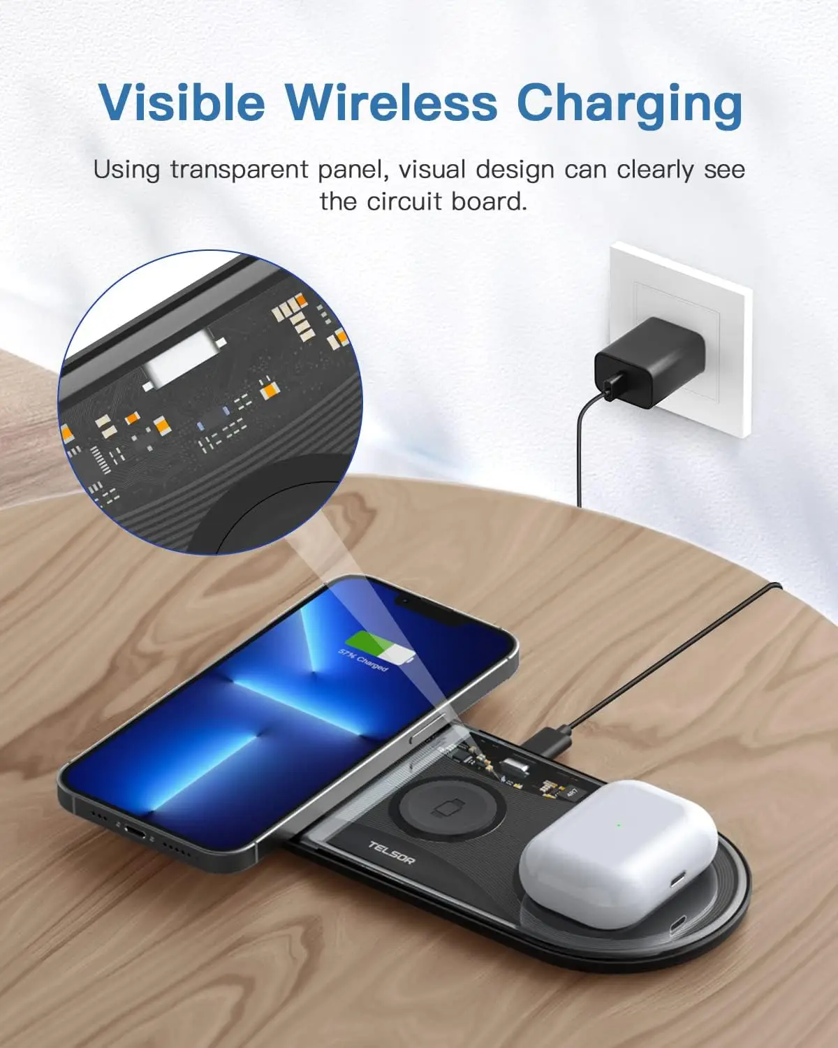 Wireless Charging Pad 3 in 1 for iPhone Portable Wireless Chargers Fast Charger Station Pad for Apple Watch Ultra 9/8/7/6