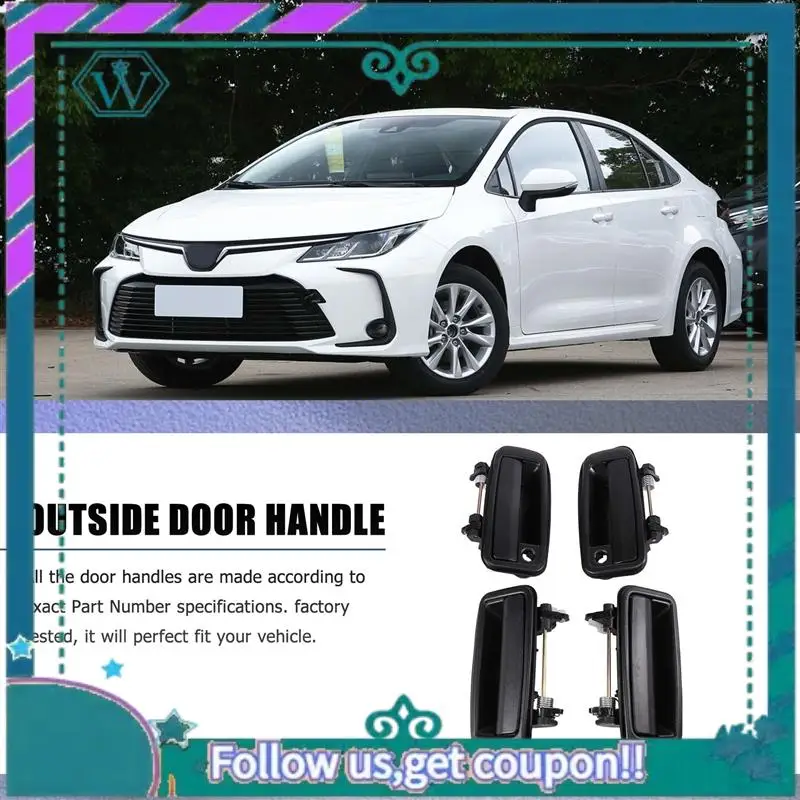 

AA92-4 PCS(Front Rear Left Right)Outside Outer Exterior Door Handle For Toyota Corolla 1988-1992 69210-12110 69220-12110
