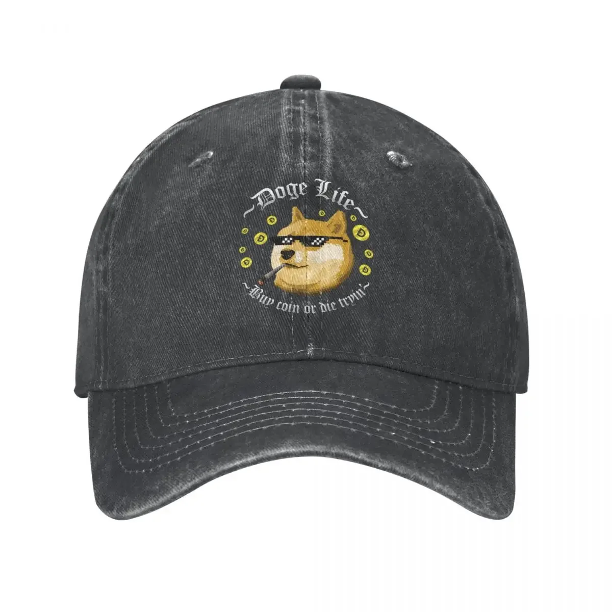 Doge Life Dogecoin Baseball Caps Men Distressed Washed Snapback Hat Bitcoin Crypto Btc Blockchain Outdoor Gift Hats Cap