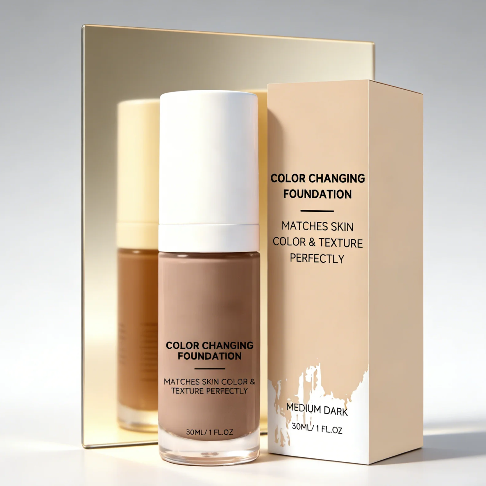Color Changing Foundation Liquid Match Skin Tone Smooth Fine Lines Cover Blemishes Lasting Waterproof Easy Blend Face Foundation