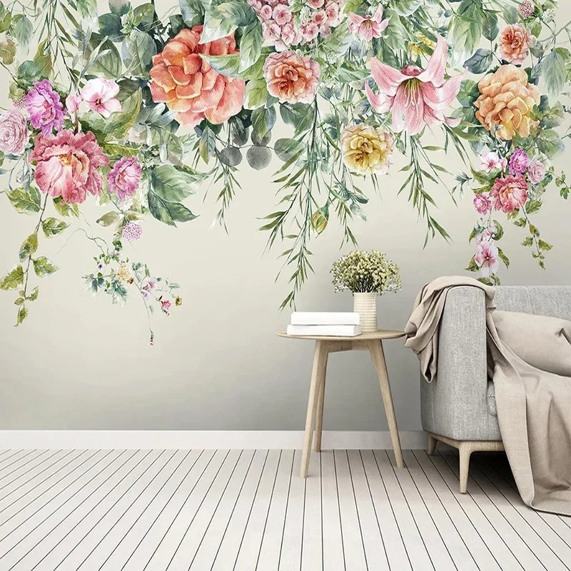 

Photo Wallpaper 3D Fashion Vintage Hand-Painted Flowers Murals Living Room Bedroom Pastoral Style Home Decor Wall Papers