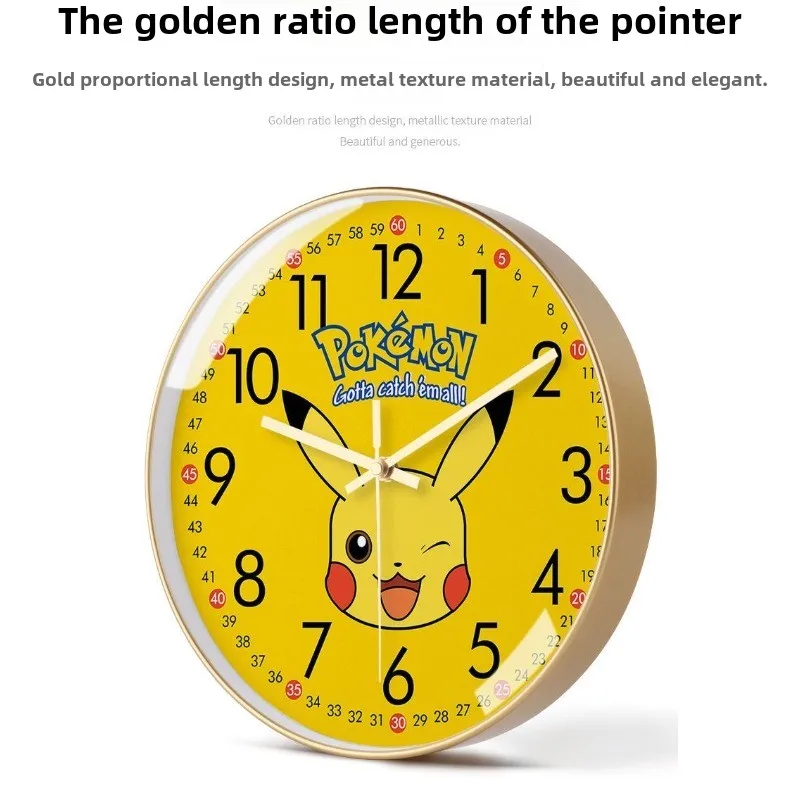 Pokemon Cartoon Pikachu Nette Wanduhr Elf Mode Wand-Montiert Quarzuhr Stille Frühe Bildung Radio Uhr Automatische Zeit