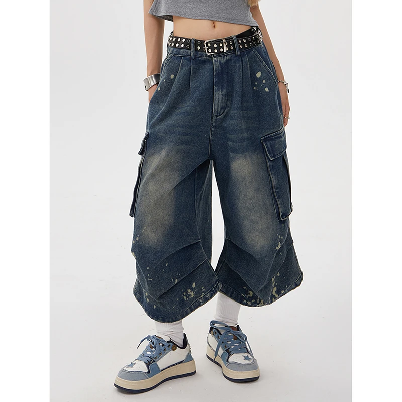 

Новые летние женские джинсы в европейском стиле, хорошее качество, джинсовые винтажные брюки длиной до икры, свободные широкие джинсы с пуговицами на талии T176