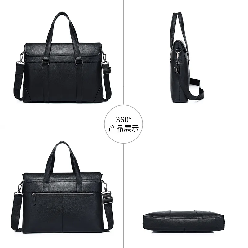 حقيبة يد عصرية للتنقل مقاس 16 بوصة للكمبيوتر المحمول من الجلد الفاخر للرجال كاجوال بسعة كبيرة حقيبة جلدية أصلية جديدة للرجال #2