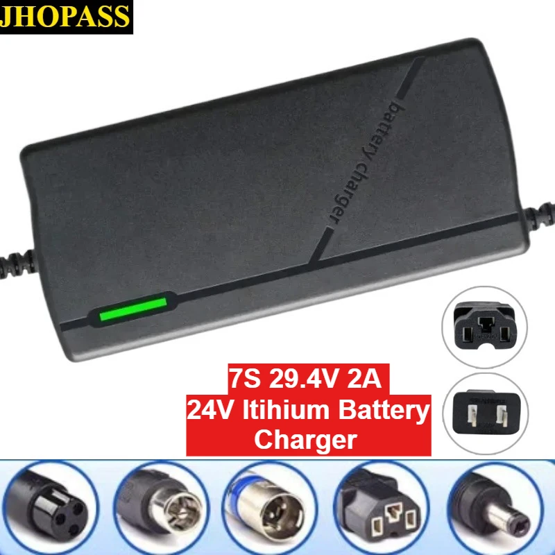 HD 7S 29.4V 2A  AC110-220V Toy-Car E-bike Motorcycle charges 24V Smart LED Display Lithium Battery Charger EU AU UK US plug