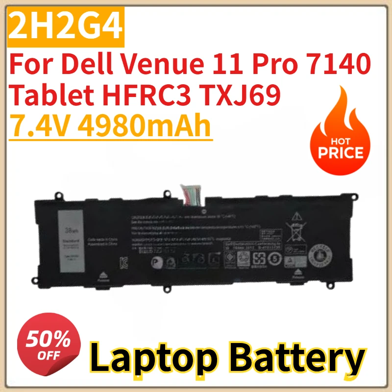 

Высококачественный новый аккумулятор для ноутбука 7,4 В 4980 мАч 2H2G4 для планшета Dell Venue 11 Pro 7140 HFRC3 TXJ69