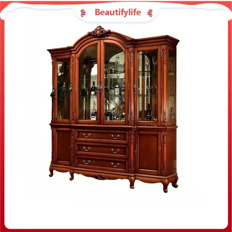 

Винный шкаф из массива дерева, настенный, для гостиной, витрина, буфет, шкаф-перегородка для прихожей, стеклянный шкаф