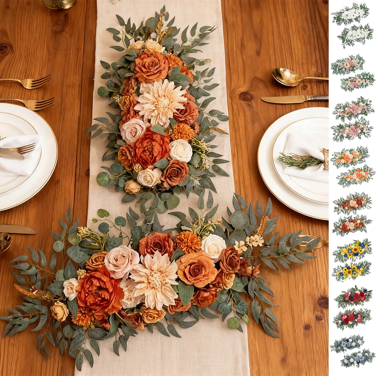 

2 Pieces Artificial Wedding Arch Flowers Kit Boho Dusty Rose Blue Eucalyptus Garland Drapes for Wedding Decorations Welcome Sign