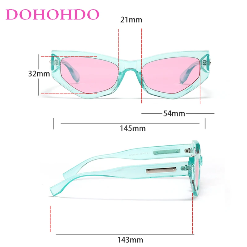 DOHOHDO-Vintage Polygon Cat Eye Óculos De Sol para Homens e Mulheres, Cores Doces, UV400 Shades, Brand Designer, Masculino Tendência Óculos De Sol, Novo