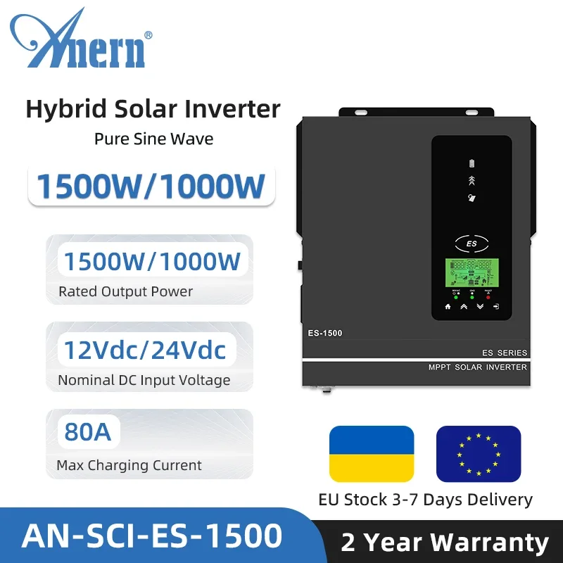 Inversor Solar híbrido de 1KW, 1,5 kW, 12V, 220V, inversor híbrido de onda sinusoidal pura MPPT 80A, controlador de carga Solar Max PV 150VDC