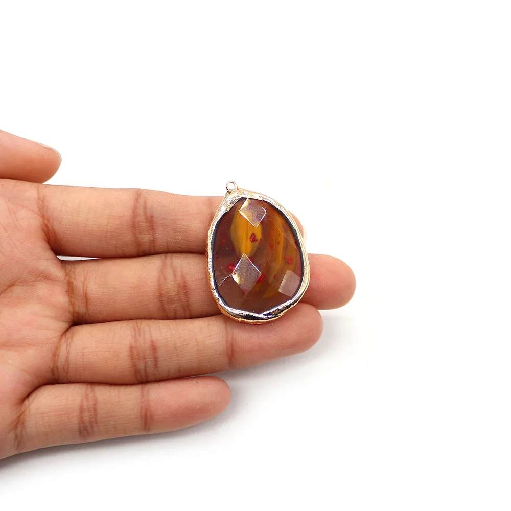 التجزئة غير النظامية النحاس مرصع الأوجه الحجر الطبيعي قلادة مجوهرات اكسسوارات 1 قطعة لصنع المجوهرات قلادة فريدة DIY بها بنفسك