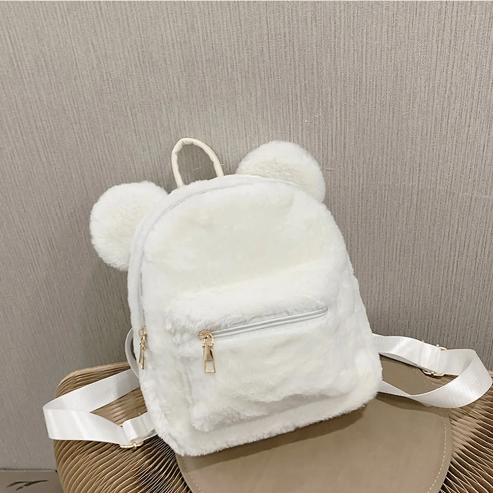 

Bear Ear Capacity Portable Backpack Storage For Girls Cute Girls Bag Winter Use Casual Travel School Shoulder Bag